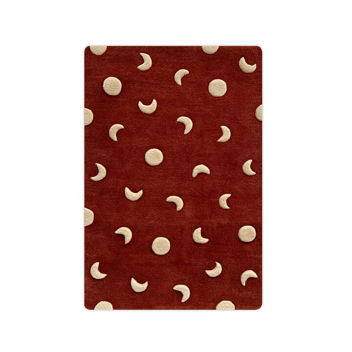 Rug MOONS Brick Red / Gold Print