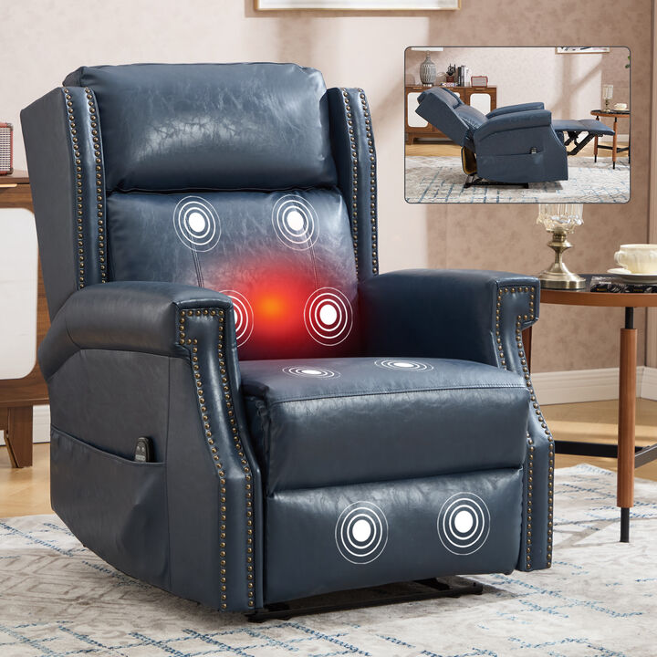 Faux Leather Manual Recliner Chair with Heavy Duty Motion Mechanism And 3 Massage Modes