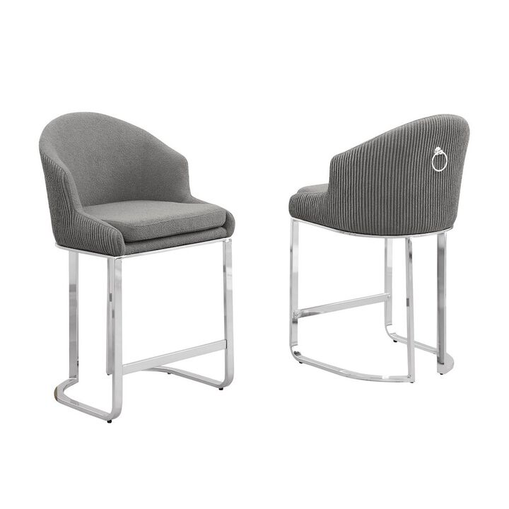 Best Quality Furniture Gray With Silver Counter Height. Set Of Two