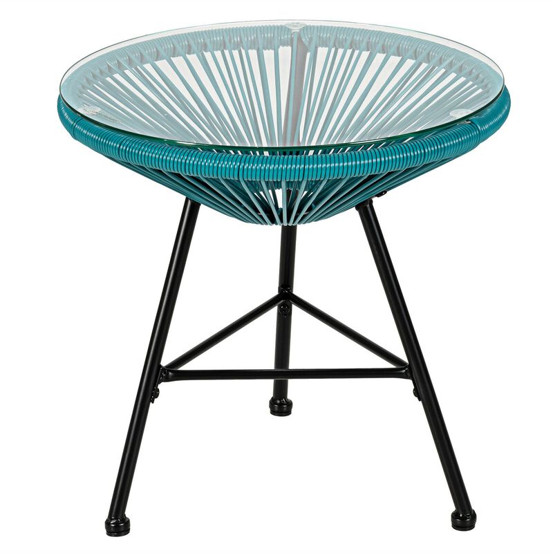 3 Pieces Patio Acapulco Furniture Bistro Set with Glass Table image number 4