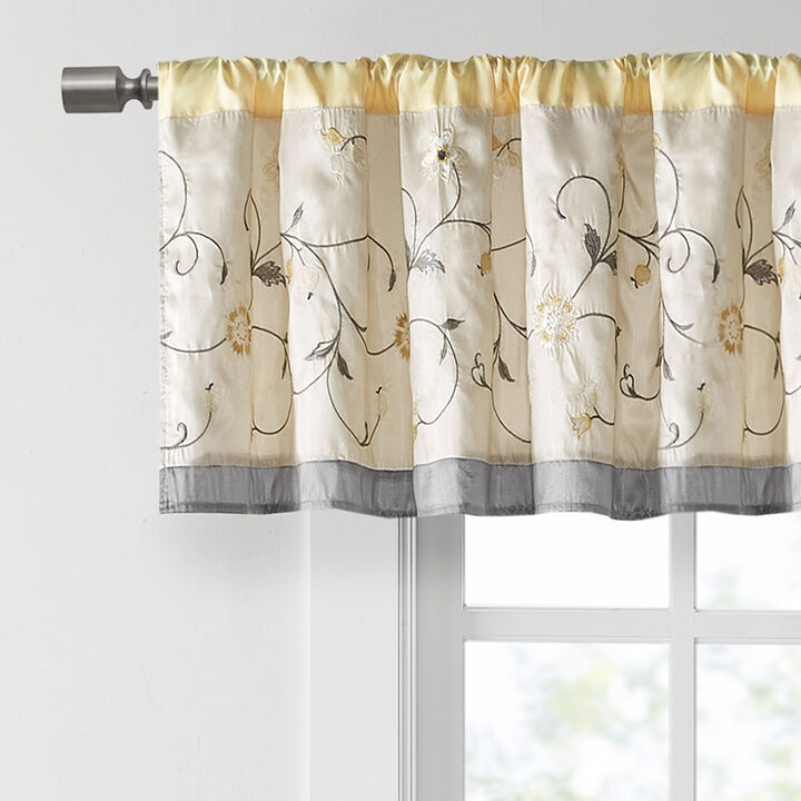 Gracie Mills Rogelio Floral Embroidered Window Valance