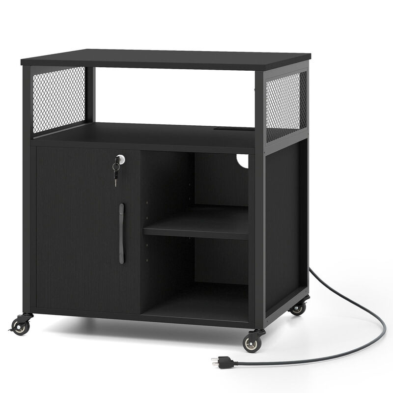 File Cabinet with Charging Station, Cable Management and Rolling Wheels image number 0