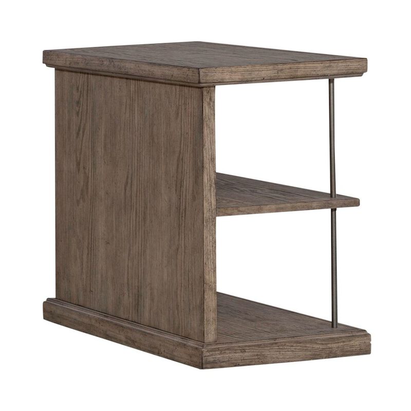 Liberty Furniture City Scape Metal Accent Oak Wood Chair Side Table for Living Room, Beige image number 1