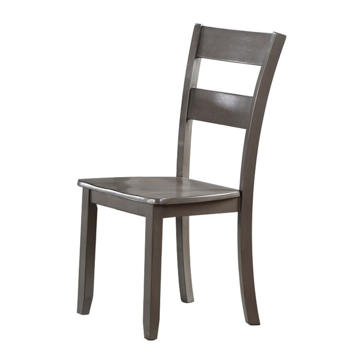 Kate 22 Inch Dining Side Chair Set of 2, Wood, Slatted Backrest, Brown - Benzara