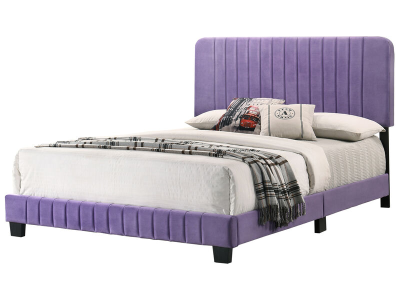 Lodi Velvet Upholstered Channel Tufted Queen Panel Bed