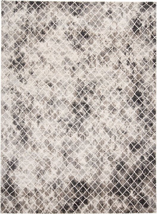 4 X 6 Ivory gray And Taupe Abstract Stain Resistant Area Rug