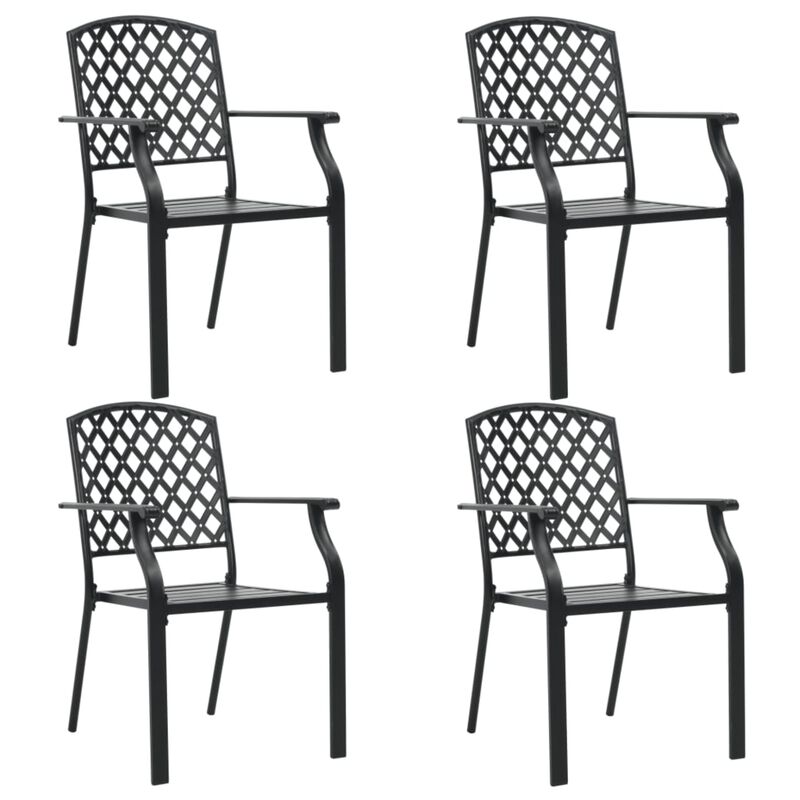 vidaXL Outdoor Chairs 4 pcs Mesh Design Steel Black