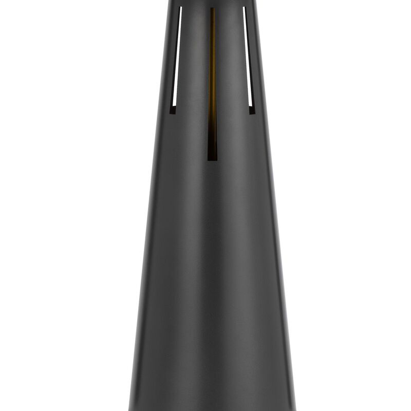 Tiy 30 Inch Table Lamp, White Hardback Drum Shade, Gray Iron Cone Base - Benzara