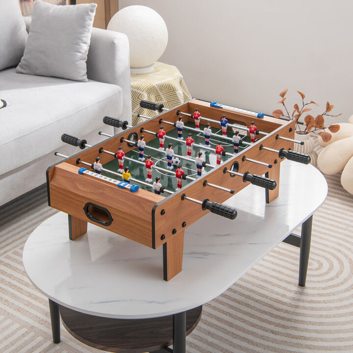 Portable Tabletop Foosball Game for Kids Adults and Indoor Play-Natural