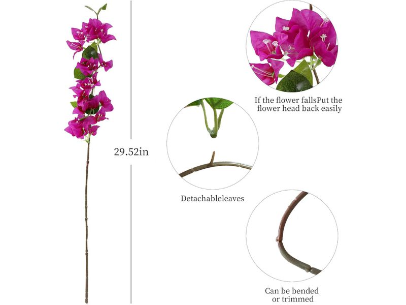 10 Piece Purple Artificial Bougainvillea Flower Stems Outdoor Garden Porch Decor image number 2