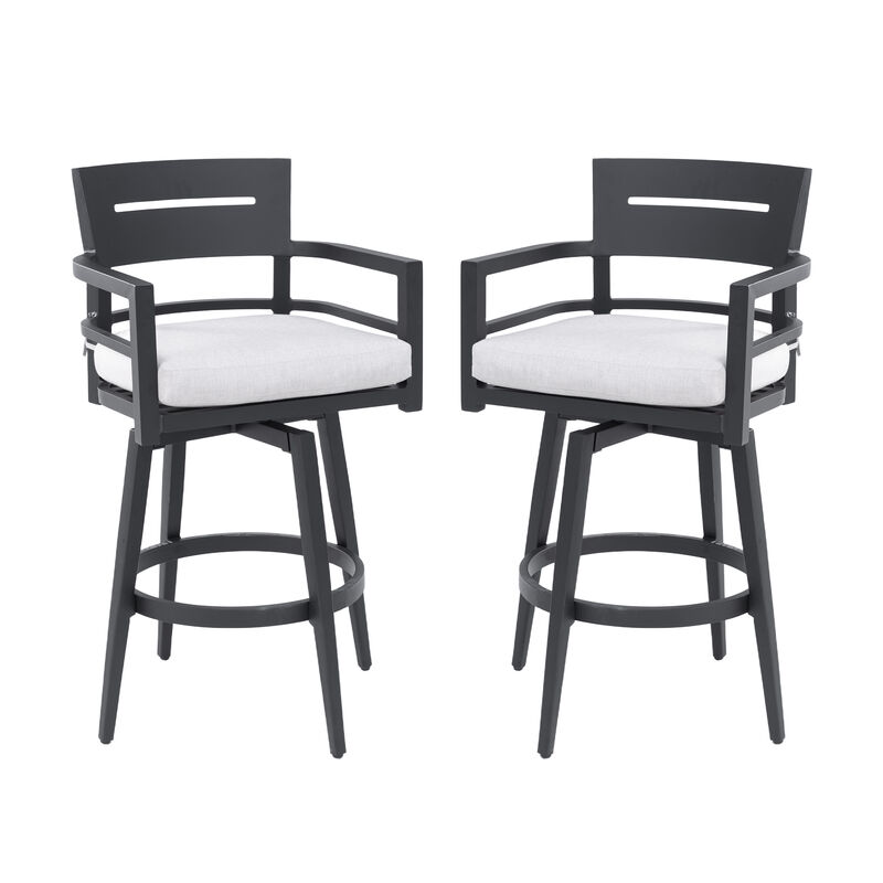 Durable Outdoor Bar Stools 2-Piece Set &ndash; Aluminum Frame, 360&deg; Swivel, Weather-Resistant Cushions, Ergonomic Comfort for Patio or Deck image number 0
