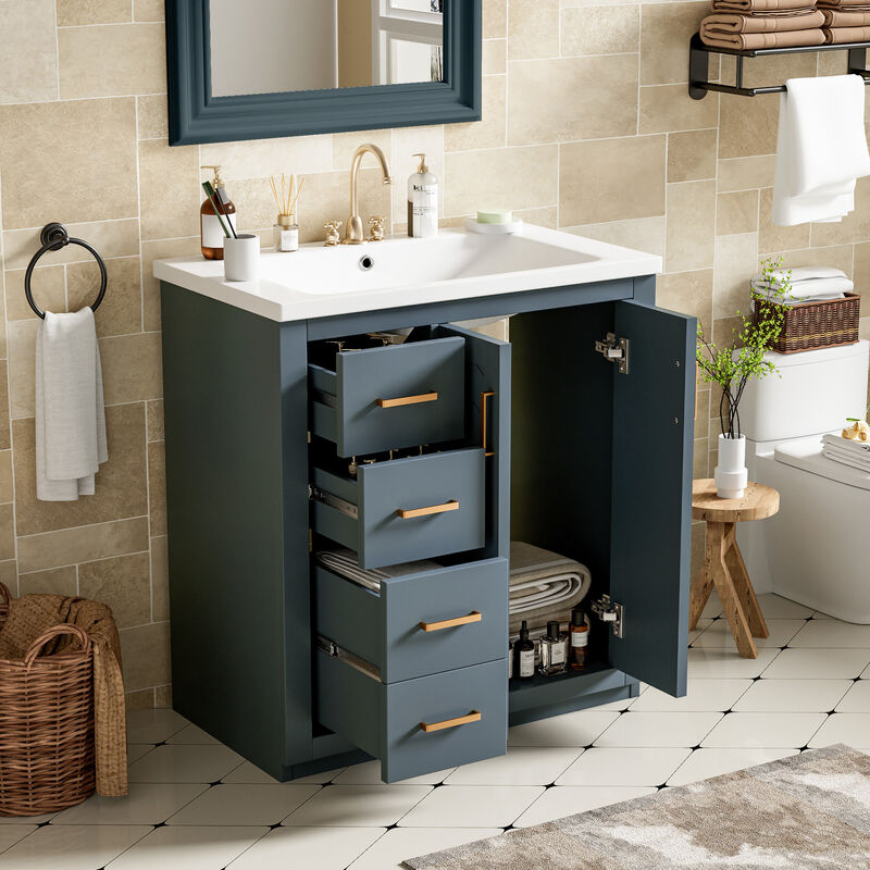 ELEMENT ACE Modern 30-Inch Bathroom Vanity with Ceramic Sink Combo and Storage Cabinet image number 3