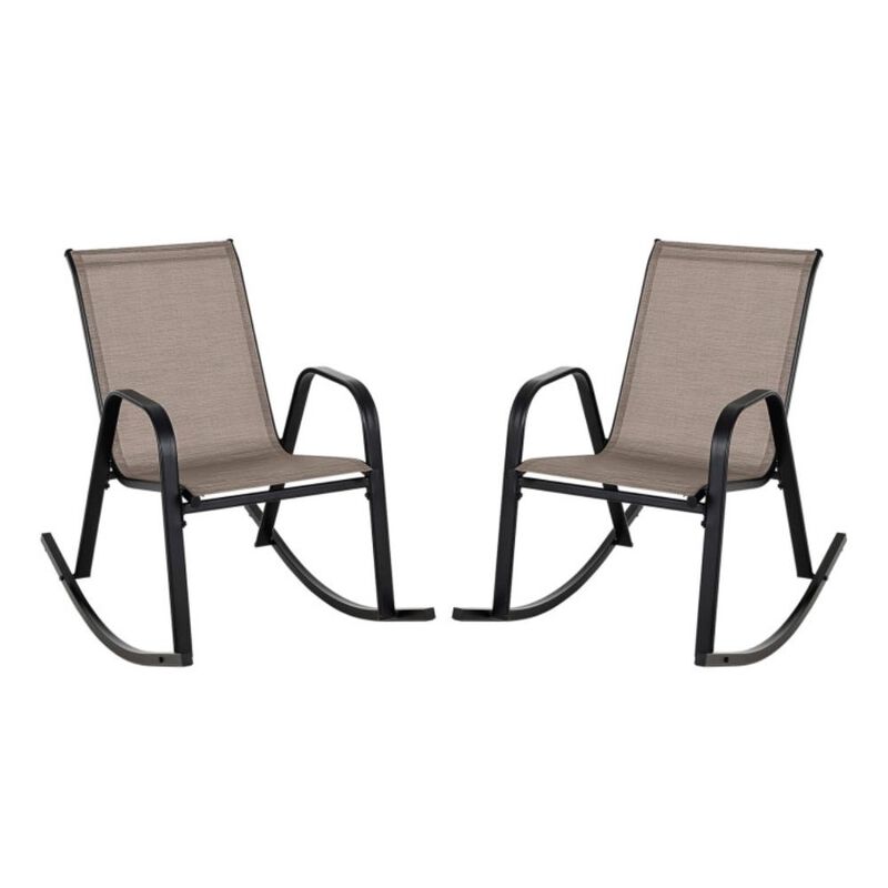 Hivvago Set of 2 Metal Patio Rocking Chair with Breathable Seat Fabric