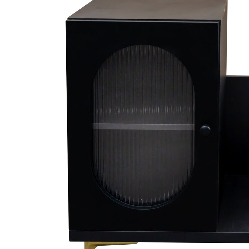 Clihome Wood Extendable TV Stand Rectangle Entertainment Center,Media TV Console For Living Room Bedroom