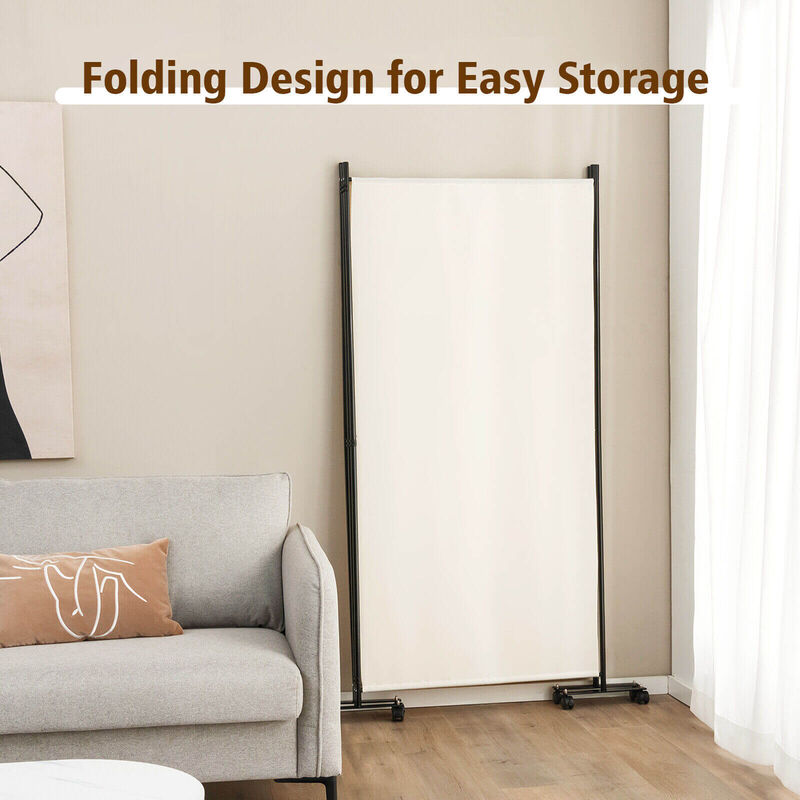 3 Panel Folding Room Divider with Lockable Wheels