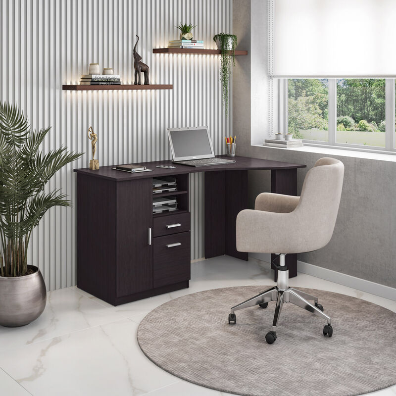 Classic Office Desk with Storage, Espresso