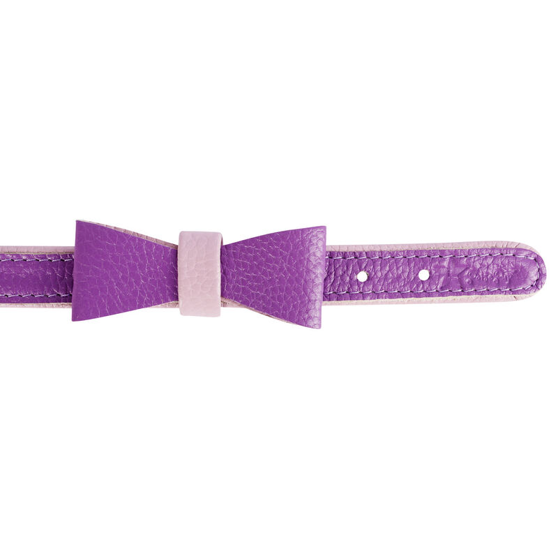 POISEPUP Cute Handmade Genuine Soft Full Grain Leather Dog Bow Tie - Purple | Lilac