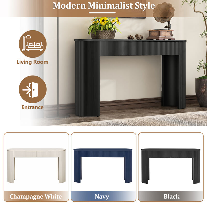 Whisen 54" Modern Console Table with 2 Drawers, MDF, Oval Top Entryway Table for Living Room Hallway image number 5