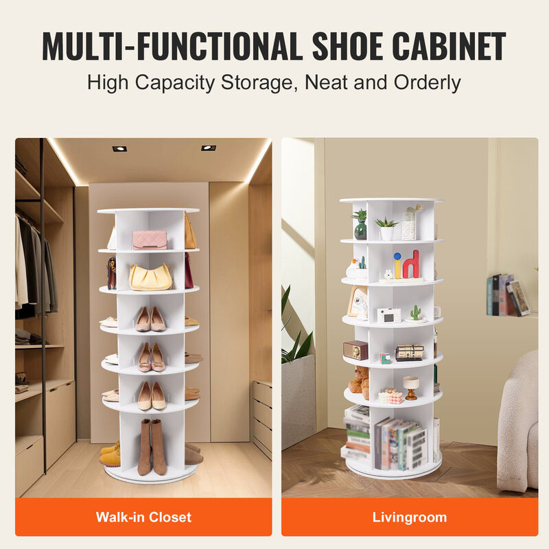 6-Tier Rotating Shoe Rack with 360° Swivel Base for Entryway or Bedroom Storage