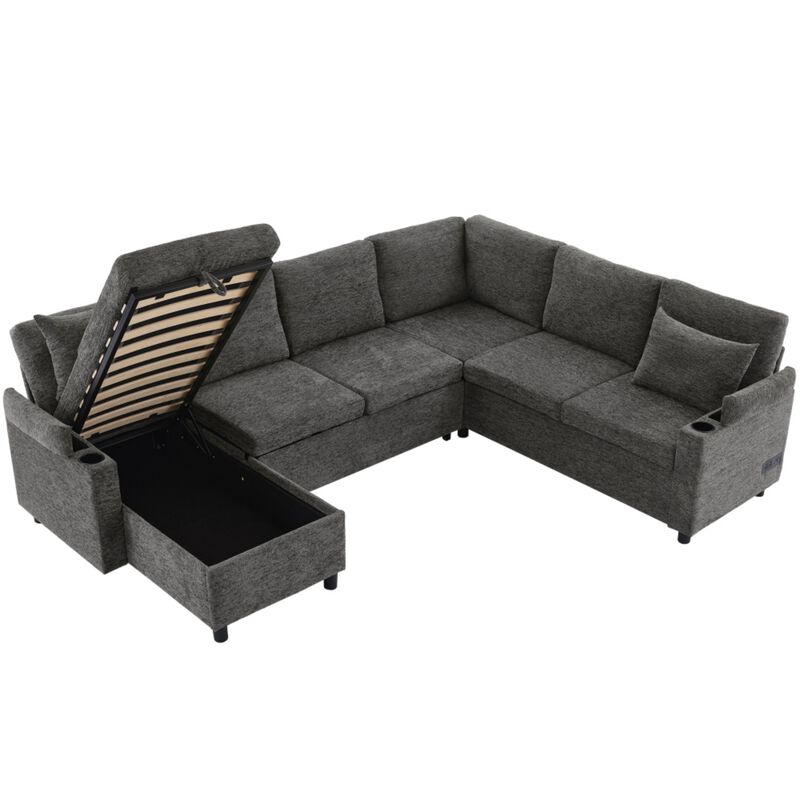 Zornug  Convertible L-Shaped Sectional Sofa Bed image number 8
