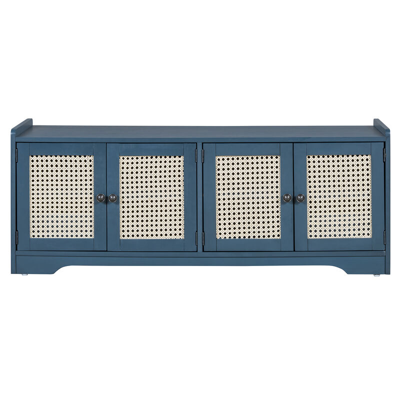 Trexm Storage Bench Multifunctional Wood Entryway Shoe Bench image number 0