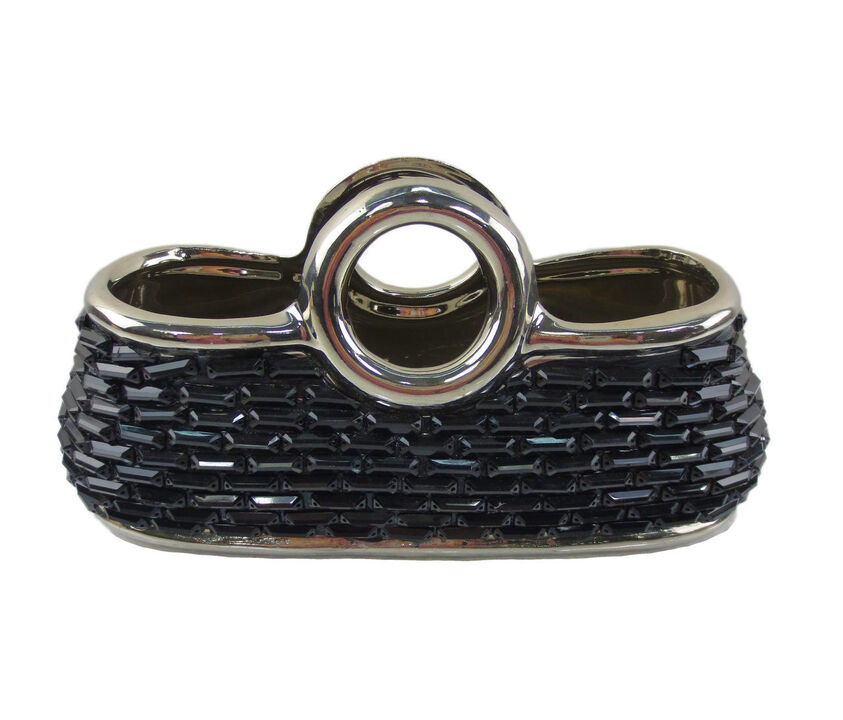 Dolce Mela Purse Decorative Ceramic & Glass Flower Vase (Larger Size)