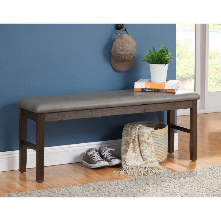 Rubberwood Dining Bench With Padded Upholstery Brown-Benzara