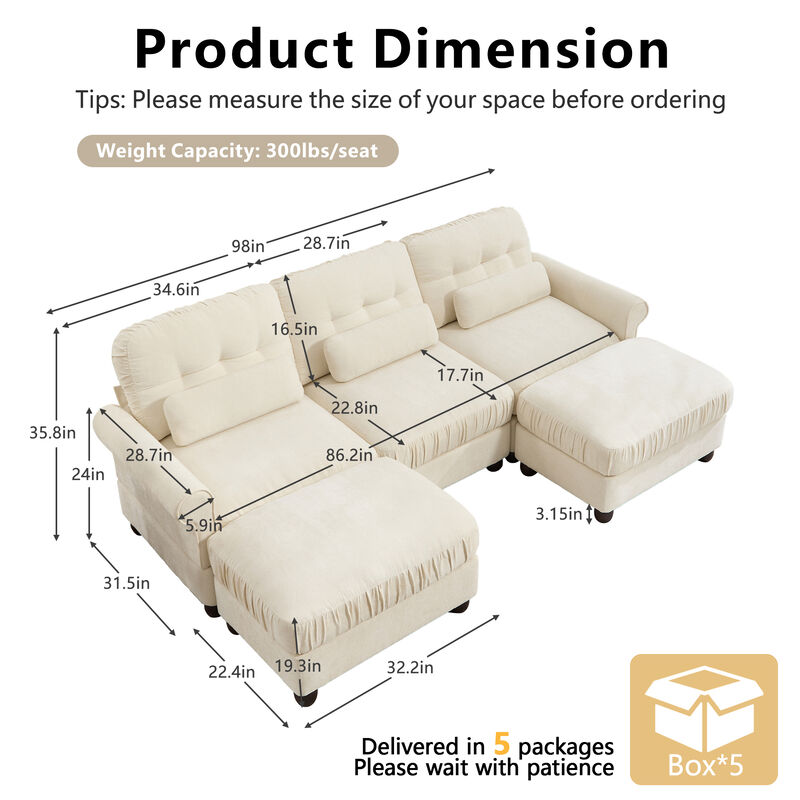 Rucis Chenille U‑Shape Modular Sectional Sofa image number 9