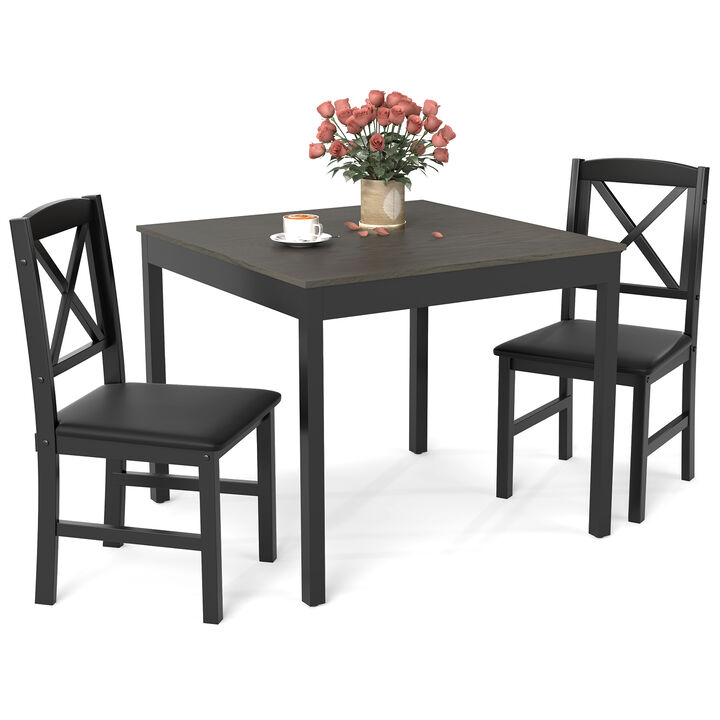 Square Wooden Dining Table Set for 2 with 3 Pieces
