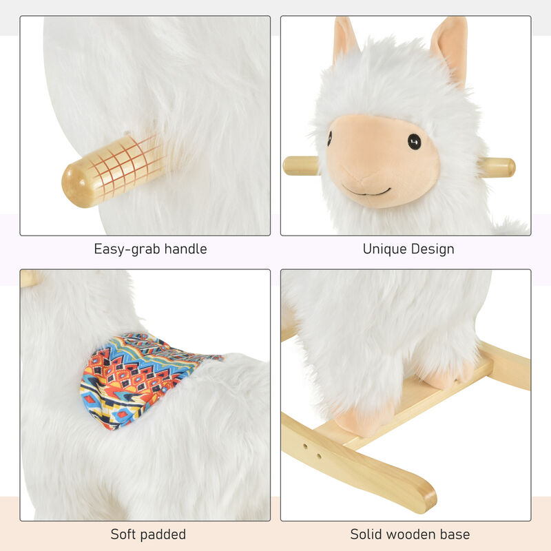 BreeBe Plush Llama Rocking Horse Ride-On Toy - 3+ image number 5