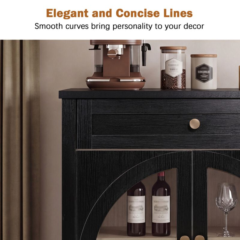 Medful Arched Glass Door Sideboard Cabinet image number 4