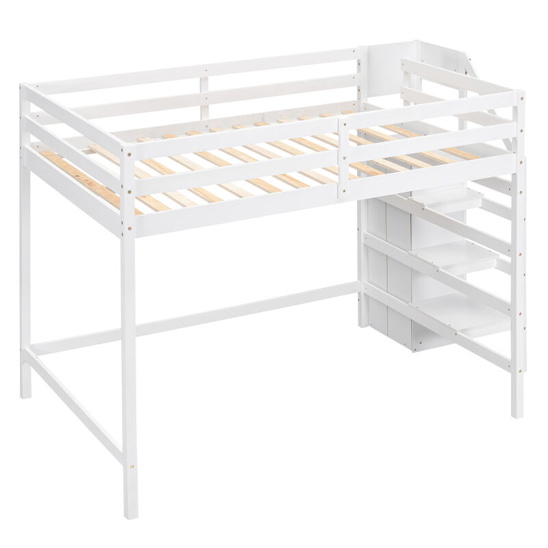 Merax Loft Bed with Built-in Storage Wardrobe and Staircase