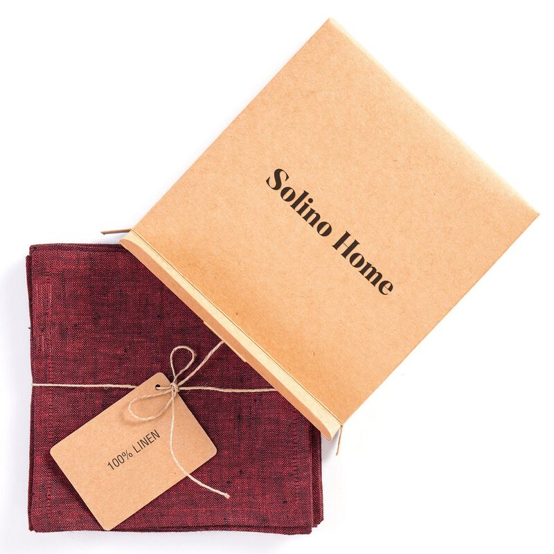 Solino Home Athena 100% Linen Cocktail Napkins &ndash; Set of 12, 6 x 6 in, Machine Washable, Holiday and Everyday Dining