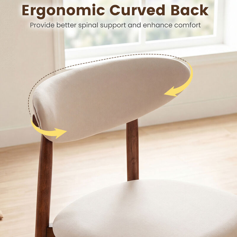 4 Pack Fabric Dining Chairs with Curved Backrests for Kitchen and Dining Room image number 5