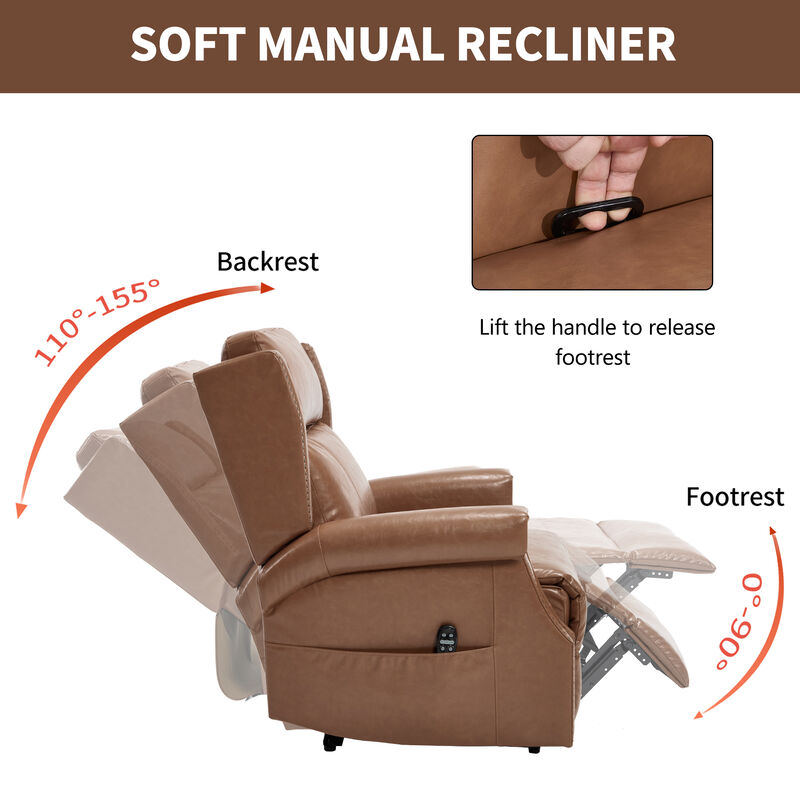 Faux Leather Manual Recliner Chair with Heavy Duty Motion Mechanism And 3 Massage Modes