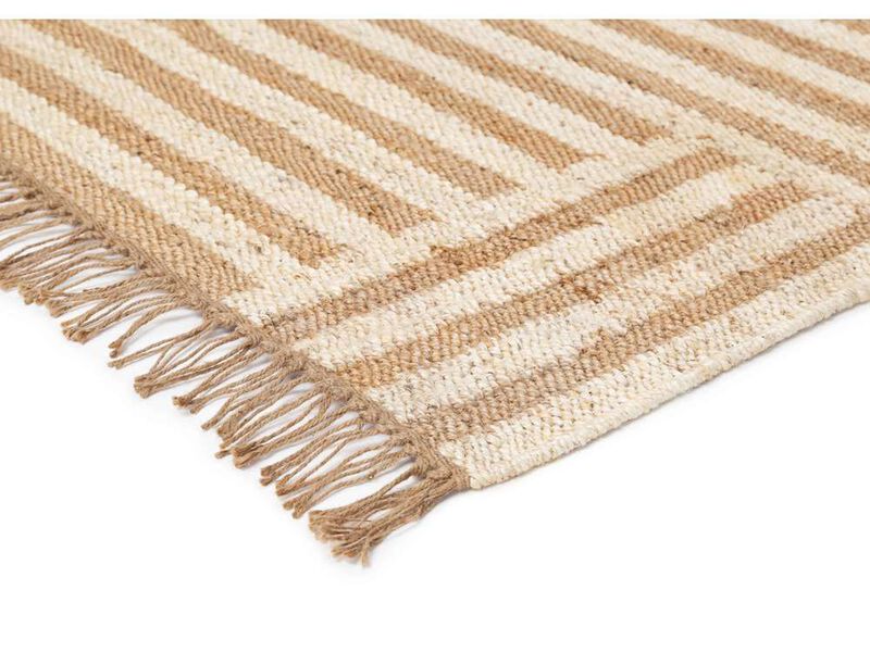 Abbie Natural and Bleached Striped Geometric Jute Rug image number 8