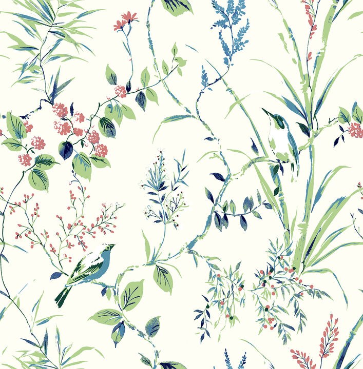 Mariko Green Botanical Wallpaper