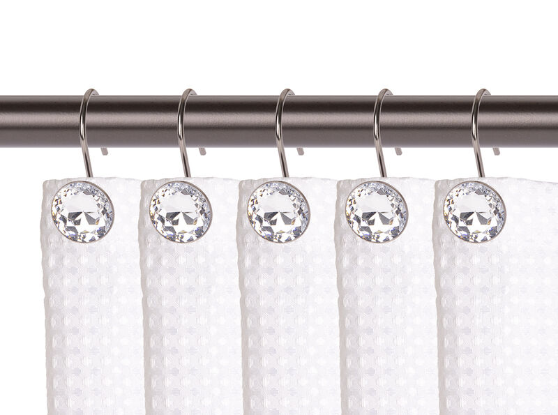 Utopia Alley Rust-Resistant Metal Shower Curtain Hooks with Large Crystal, Set of 12 image number 1