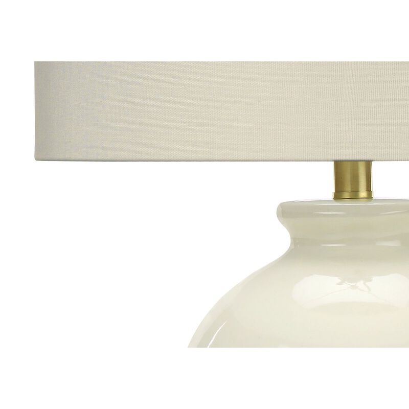 ="Lighting, 26""H, Table Lamp, Ivory / Cream Shade, Cream Ceramic, Transitional