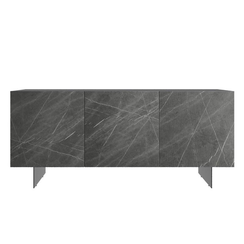Casabianca Home Hugo Buffet In Gray Marbled Porcelain With Storage