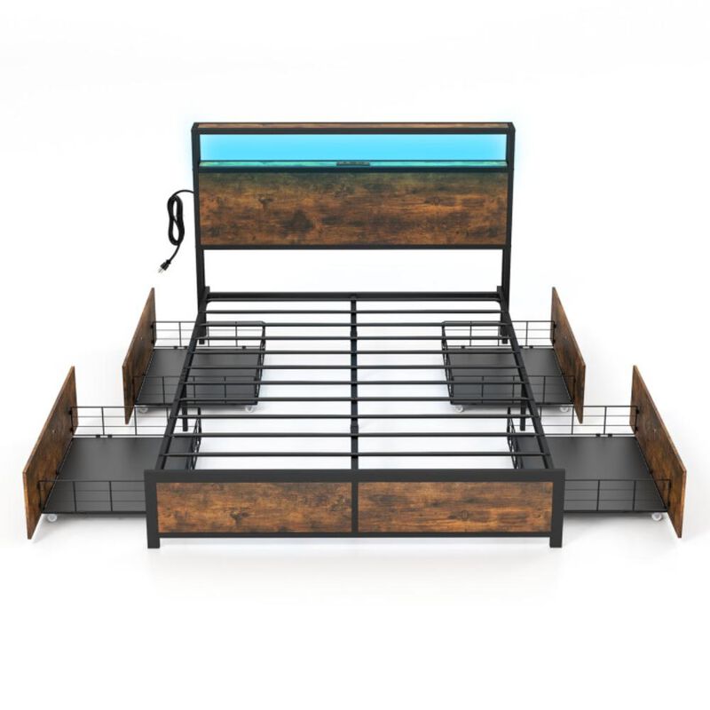 Hivvago Bed Frame with Smart LED Lights and Storage Drawers