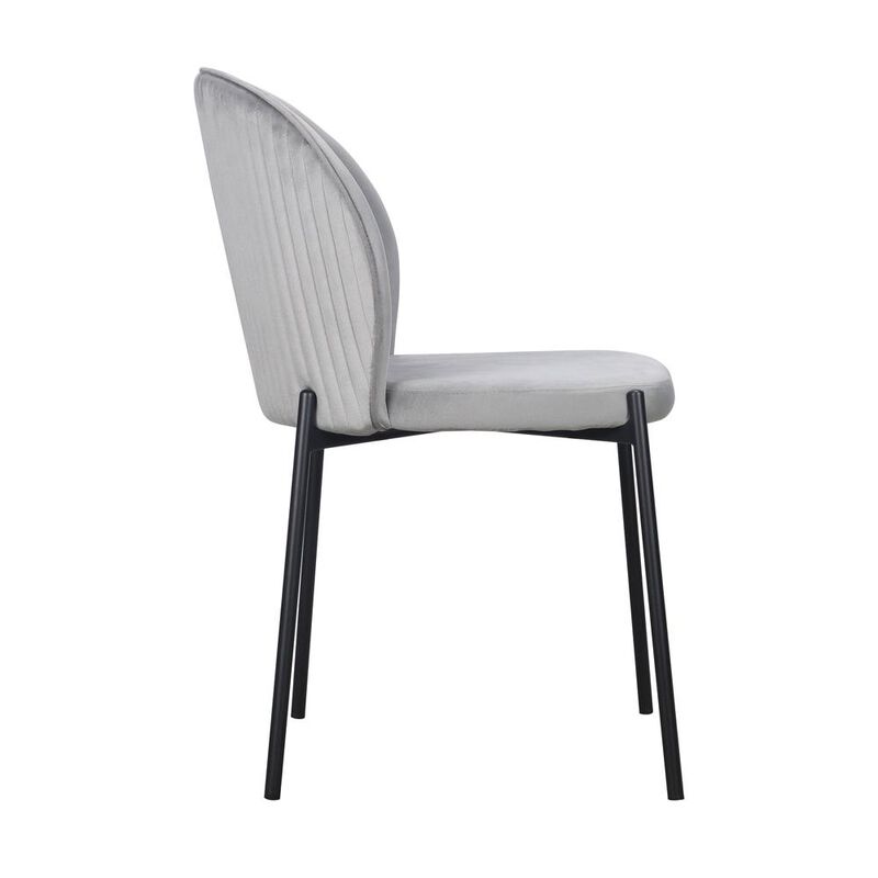 Dining Chair with Fabric Seat and Black Metal legs, Set of 2