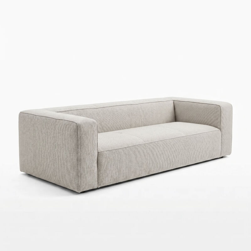 Aurora Pebble Beige Heavy Basketweave Sofa image number 1