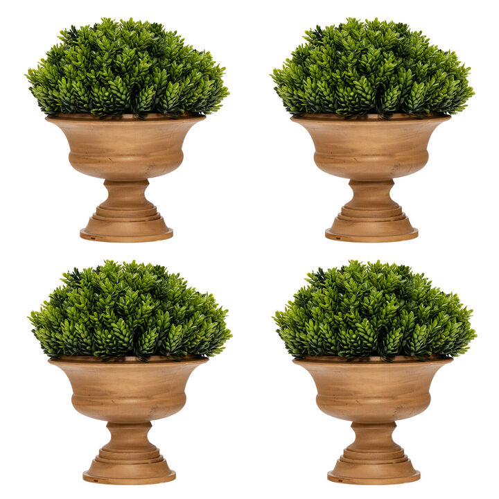 4 Pack Artificial Boxwood Topiary Trees