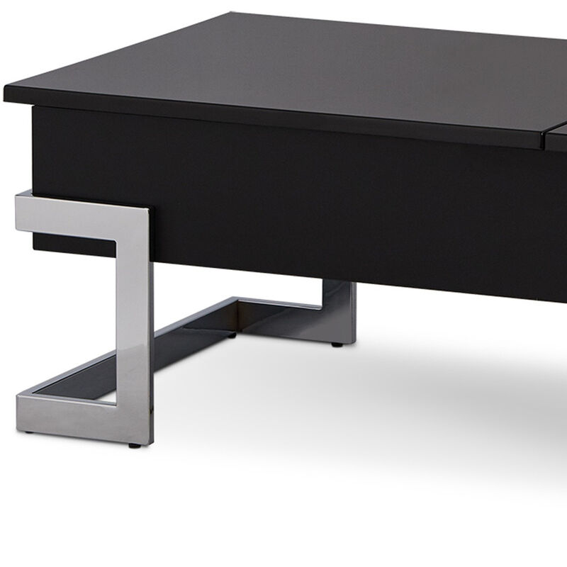 Modern Iron Lift Top Coffee Table with Convenient Storage Shelf