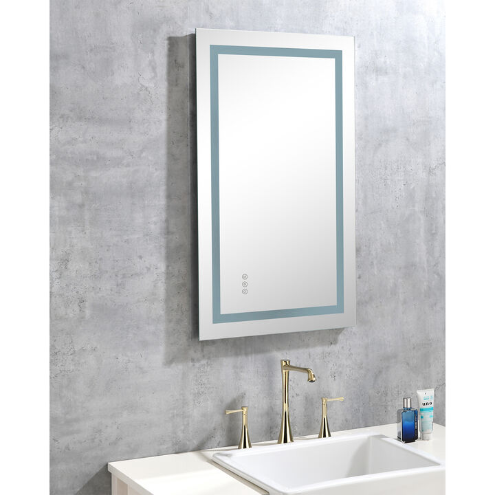 LED Bathroom Mirror with Frontlit and Backlit Wall-Mounted Vanity Mirror with Smart Touch Button