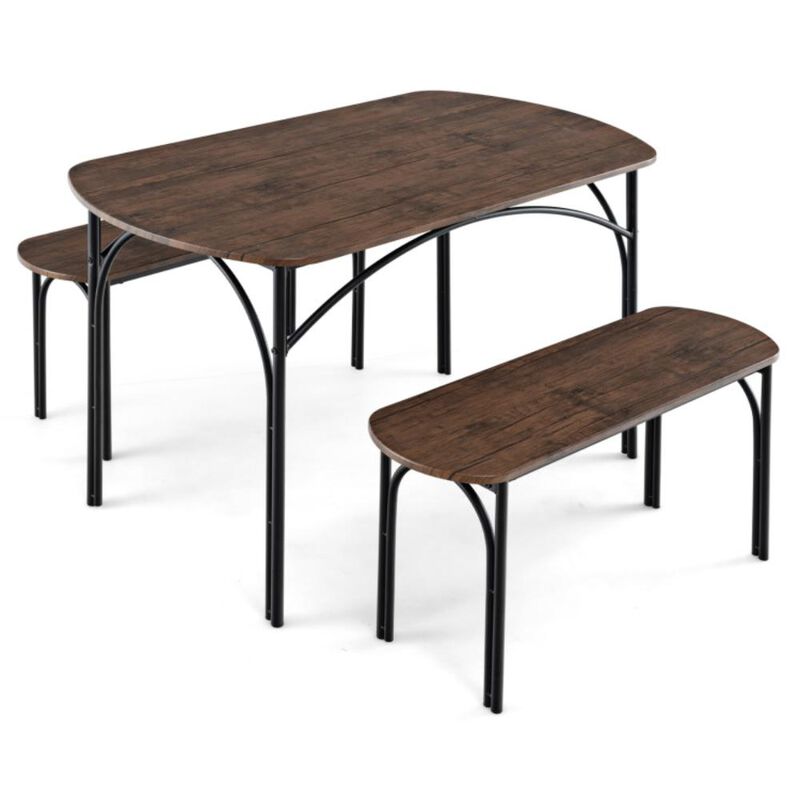 Hivvago 3-Piece Dining Table Set for 4 with Metal Frame
