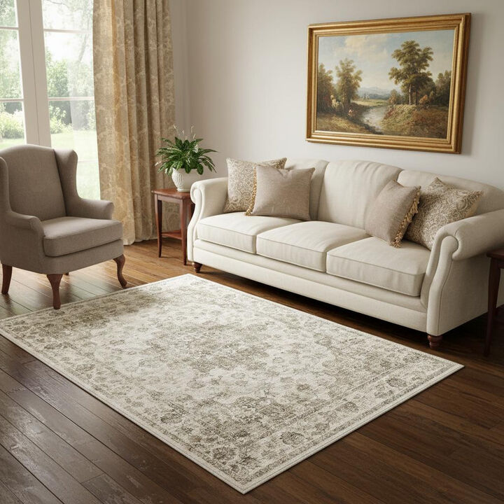 HomeRoots Floral Medallion Washable Area Rug