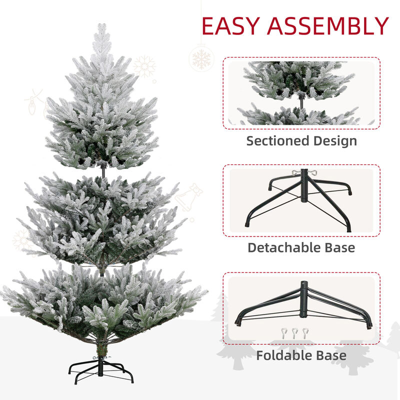 BreeBe 7.5FT Hinged Flocked Xmas Tree with Realistic Branch Tips image number 5