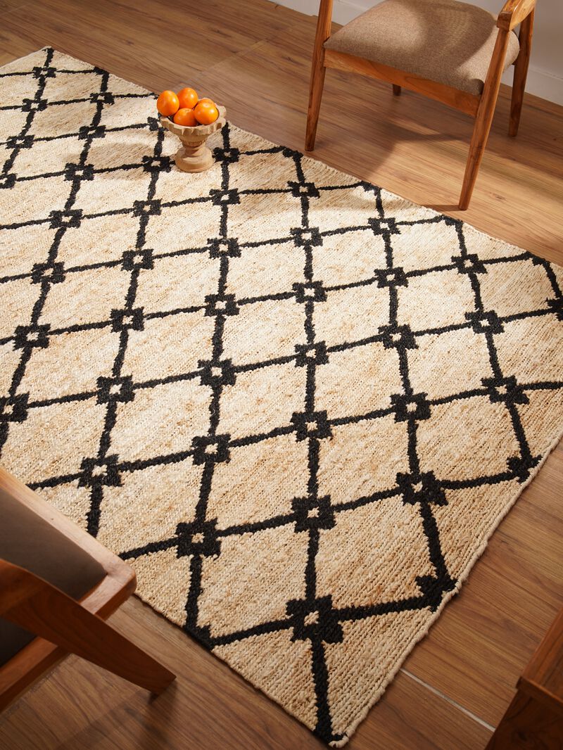 HAND KNOTTED SUMAK JUTE ECO-FRIENDLY AREA RUGS  - Geometric Modern Pattern, High Pile, Natural Fiber, Outdoor Indoor Handmade Area Rugs for Living Room, Bed Room (J00079) image number 2